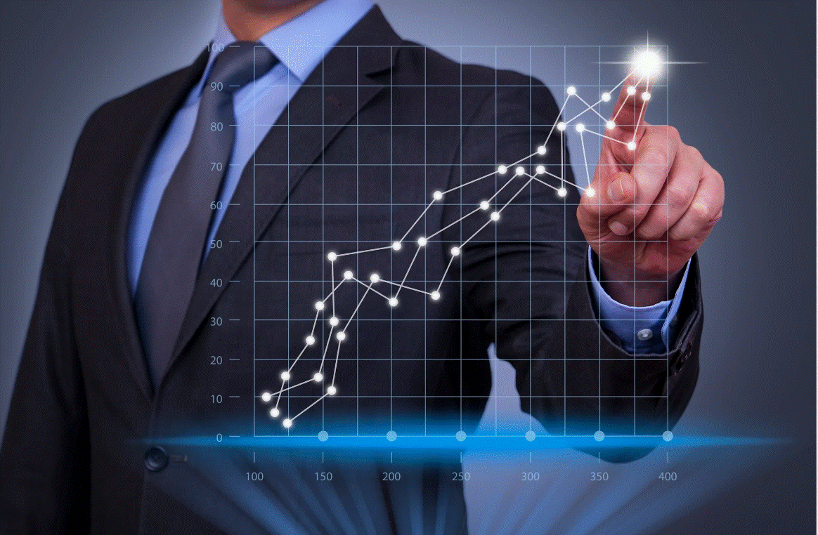 Animated background representing analytics, charts, and data insights